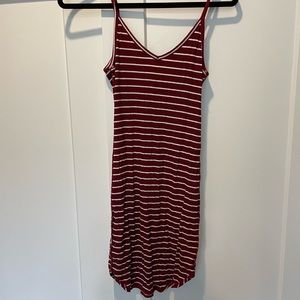Maroon and white striped tight dress
